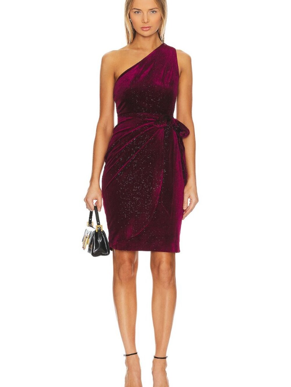 BCBGeneration Velvet One Shoulder shimmery Mini Dress Size 2 NWT